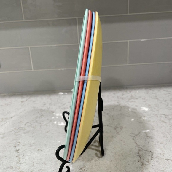 SET 4 BRIGHT MULTI Color 11” Dinner Plates Melamine Panama Jack Fiesta O - Picture 2 of 10